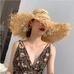 Summer Raffia Sun Hats for Women Holiday Straw Hat Panama Ladies UPF Travel Beige Floppy Hat beach accessories