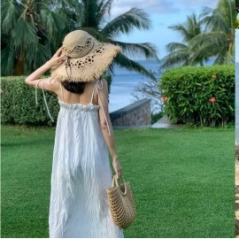 Summer Raffia Sun Hats for Women Holiday Straw Hat Panama Ladies UPF Travel Beige Floppy Hat beach accessories