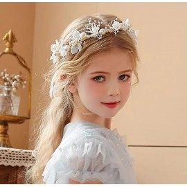 Fairy Flower Headband Kids Girls Beautiful Garland Wreath Hair Bands Wedding Birthday Floral Hair Hoop Wrist Band Headwear