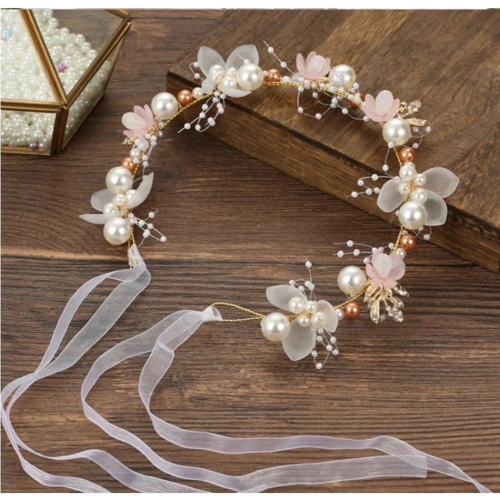 Fairy Flower Headband Kids Girls Beautiful Garland Wreath Hair Bands Wedding Birthday Floral Hair Hoop Wrist Band Headwear