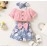 Summer Toddler Baby Girls Clothes Pink Top +Bow Print Blue Shorts 2Pcs Set Infant Fashion Clothes Outfit