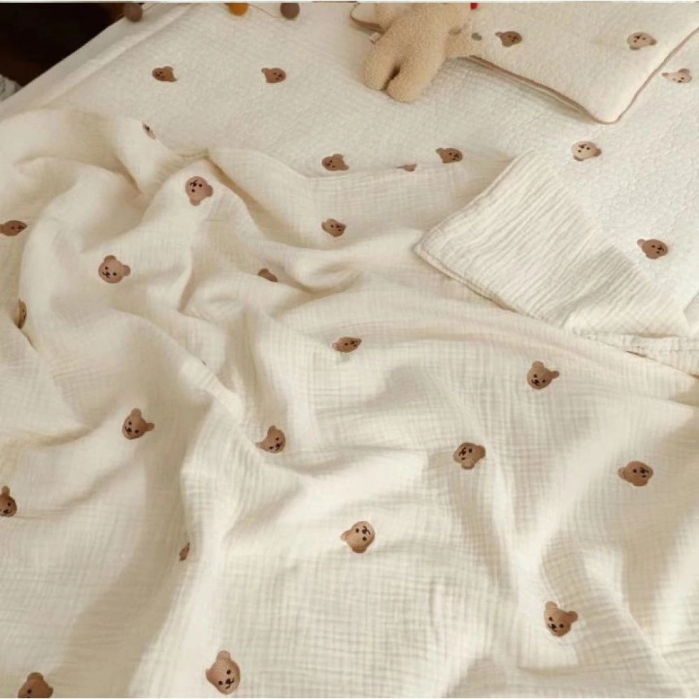  Hot Newborn Baby Blanket Korean Bear Embroidery Kids Sleeping Blanket Cotton Bedding Accessories