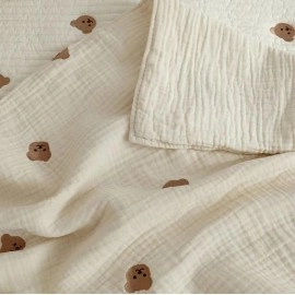  Hot Newborn Baby Blanket Korean Bear Embroidery Kids Sleeping Blanket Cotton Bedding Accessories