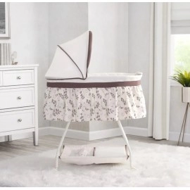 Delta Children Sweet Beginnings Bassinet, Portable Crib with Lights and Sounds, Falling Leaves