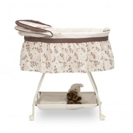 Delta Children Sweet Beginnings Bassinet, Portable Crib with Lights and Sounds, Falling Leaves