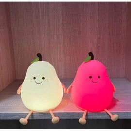 1pc Cute Fruit Night Light Silicone Nursery Pear Lamp USB Charging Creative Table Lamp For Kids Child Bedroom Decor Nightlight